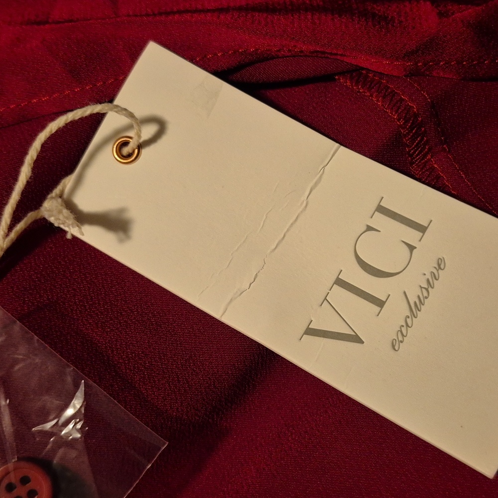 VICI Emerie Satin Asymmetrical Burgundy Dress SZ.S NWT - Picture 10 of 11
